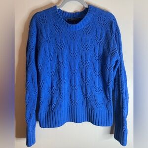 BCBGMaxAzria Blue Women’s Chenille Cable Knit Crewneck Sweater Size Small
